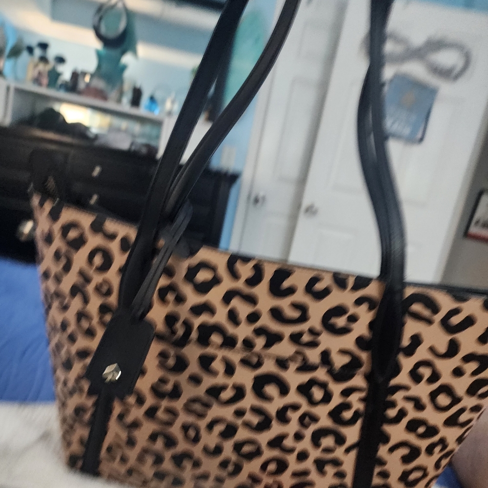 kate spade Leopard-Print Tote in Beige and Black - Picture 5 of 6